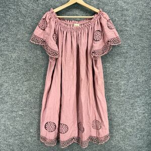 Just Found Dress Women 3X Plus Pink Geometric Shift Midi Cotton Lined Casual